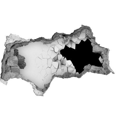 Wandsticker 3D doorkijk Een gebroken muur die uitkijkt over de leegte.