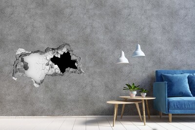 Wandsticker 3D doorkijk Een gebroken muur die uitkijkt over de leegte.