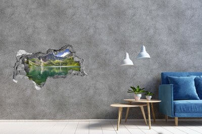 3D muursticker gescheurde muur Bergmeer in het dal