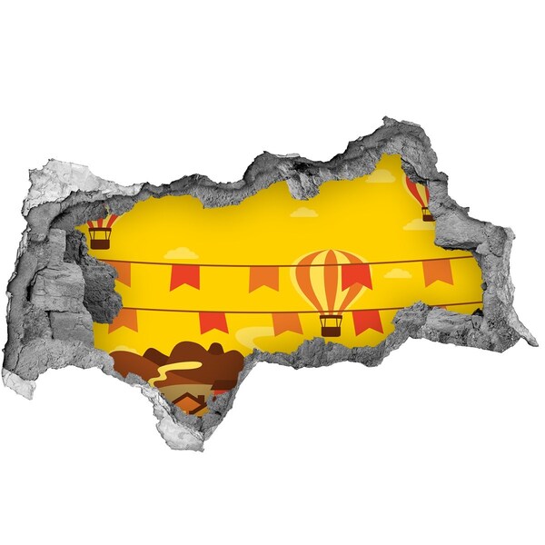 3D muursticker gescheurde muur Een ballonvaart door het berglandschap