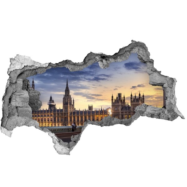 Zelfklevende 3D wandsticker illusie Zonsondergang boven Londen