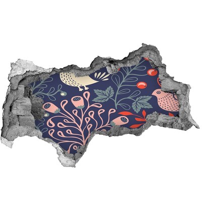 Zelfklevende 3D wandsticker illusie Bloemenpatroon met uilen