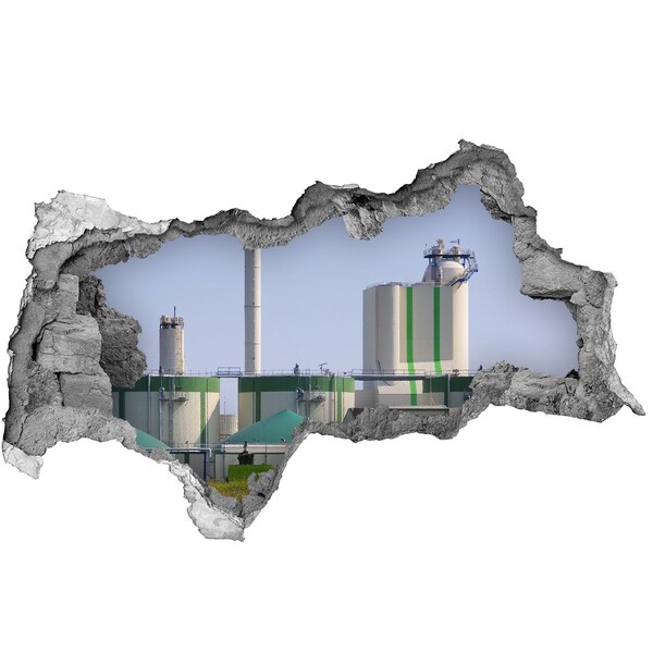 3D muursticker gescheurde muur Fabriek op de achtergrond