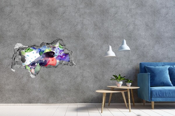 3D muursticker gescheurde muur Een vogel in een kleurrijke compositie