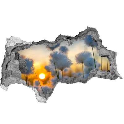 Zelfklevende 3D wandsticker illusie Bloemen bij zonsondergang