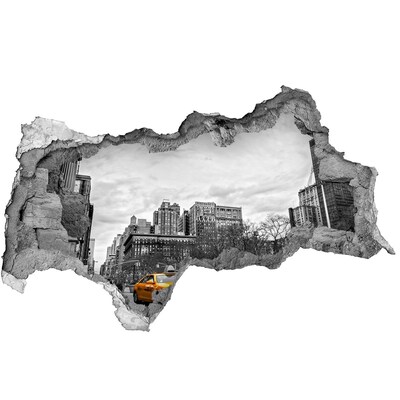 Zelfklevende 3D wandsticker illusie Taxi's in het stedelijk landschap van New York City