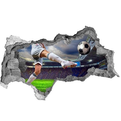 Wandsticker 3D doorkijk Voetbalactie in een stadionatmosfeer