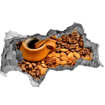 3D muursticker gescheurde muur Een koffiefestijn in een klein, onopvallend tentje.