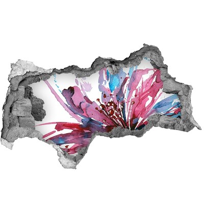 Wandsticker 3D doorkijk Een bloem in een ingestorte muur