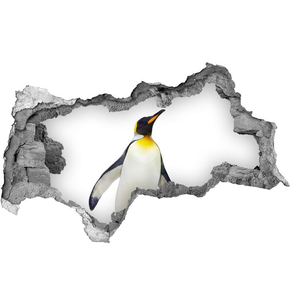 3D muursticker gescheurde muur Pinguïn in een gat in de muur