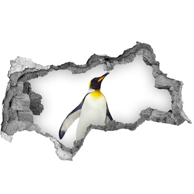 3D muursticker gescheurde muur Pinguïn in een gat in de muur