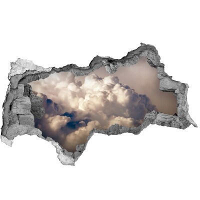 Wandsticker 3D doorkijk Wolken achter de muur