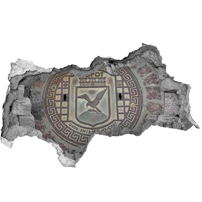 3D sticker gat in stenen muur Sopot – Gemeentelijk riooldeksel