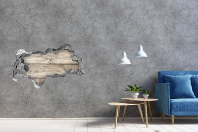 3D muursticker gescheurde muur Een houten plank in een gat in de muur