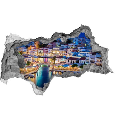 3D muursticker gescheurde muur Een pittoresk kuststadje