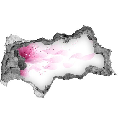 Wandsticker 3D doorkijk Roze golf door het gat in de muur