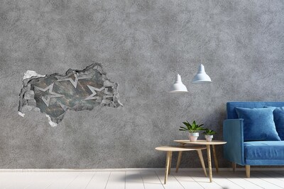 3D sticker gat in stenen muur Gebroken muur met sterren