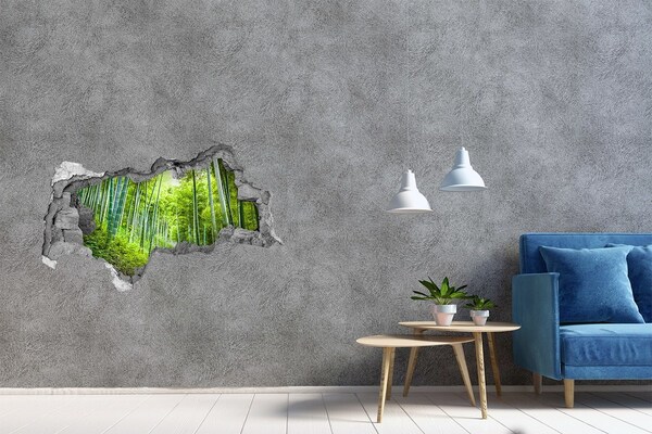 3D sticker gat in stenen muur Bamboebos