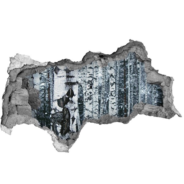Zelfklevende 3D wandsticker illusie Winterberkenbos