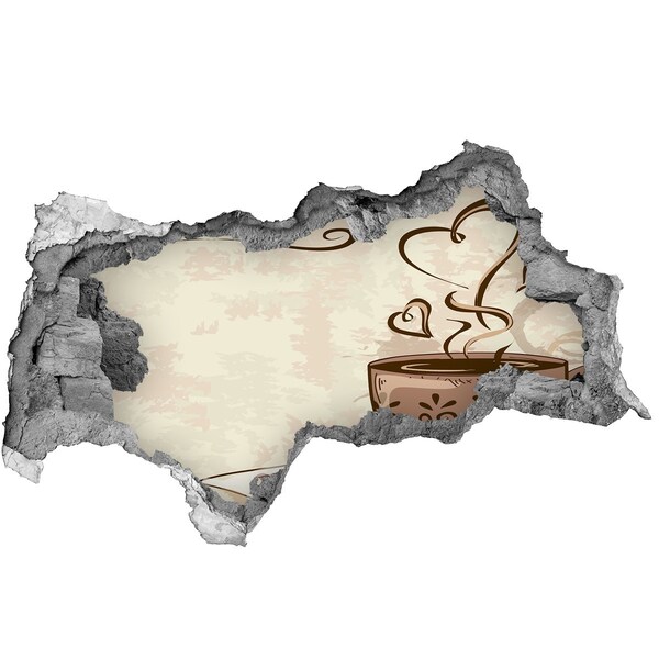 Zelfklevende 3D wandsticker illusie Een heerlijk kopje dampende koffie