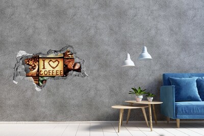 3D muursticker gescheurde muur Koffie in het hart