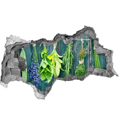 3D muursticker gescheurde muur Kruidentuin in de keuken