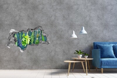 3D muursticker gescheurde muur Kruidentuin in de keuken