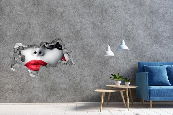 Zelfklevende 3D wandsticker illusie Rode lippen