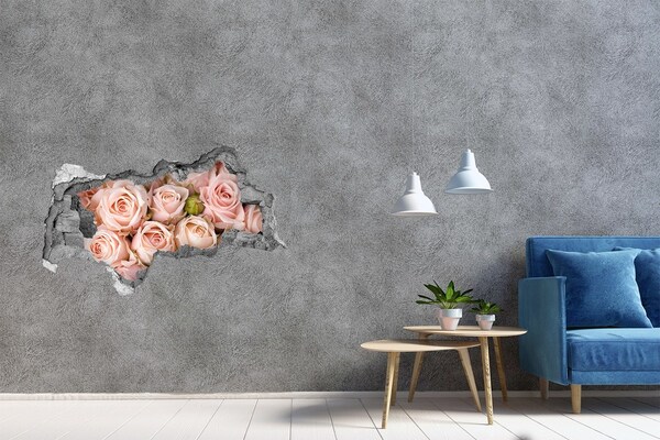 Zelfklevende 3D wandsticker illusie Rozen in een gat in de muur