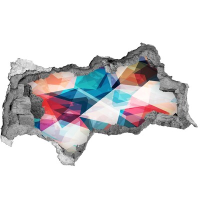 3D sticker gat in stenen muur Kleurrijke kristallen wereld