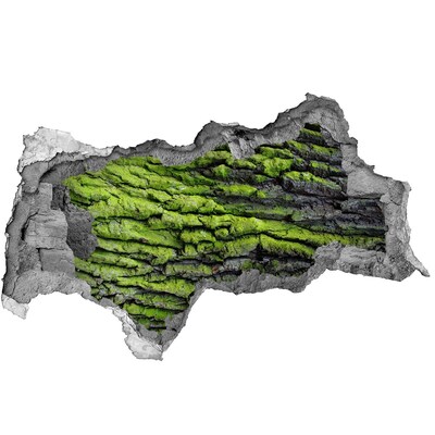 3D sticker gat in stenen muur Groene steen in het gat