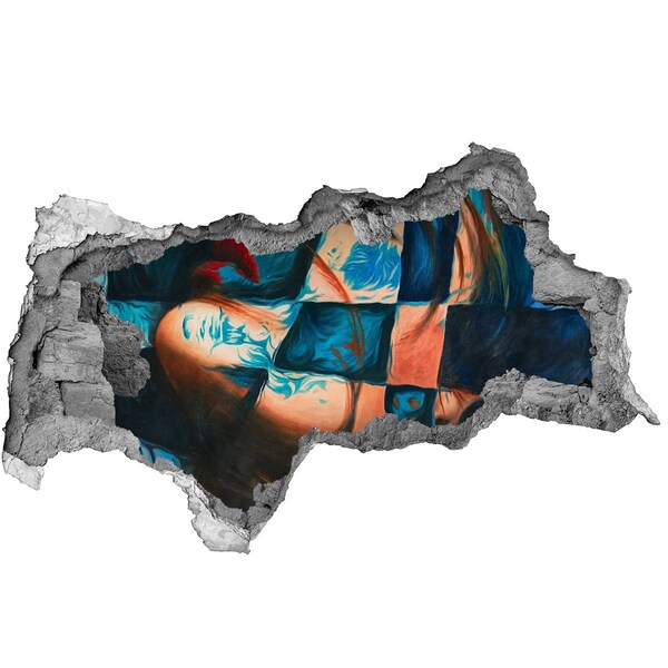 3D muursticker gescheurde muur Een lichaam ondergedompeld in kleur