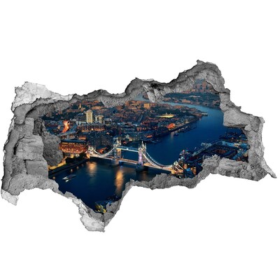 3D sticker gat in stenen muur Tower Bridge in Londen