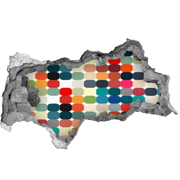 Wandsticker 3D doorkijk Kleurrijk mozaïek door een gat in de muur