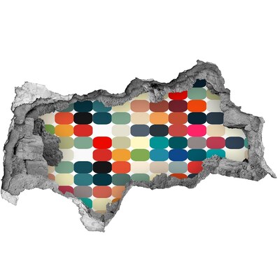 Wandsticker 3D doorkijk Kleurrijk mozaïek door een gat in de muur