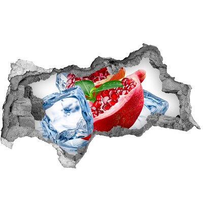 3D sticker gat in stenen muur Sappig granaatappelvruchtgat