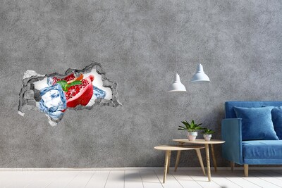 3D sticker gat in stenen muur Sappig granaatappelvruchtgat