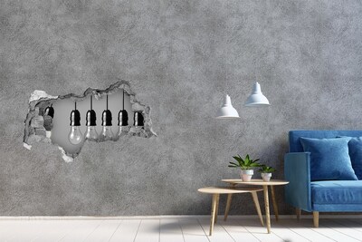 3D muursticker gescheurde muur Kapotte muur met hangende lampen