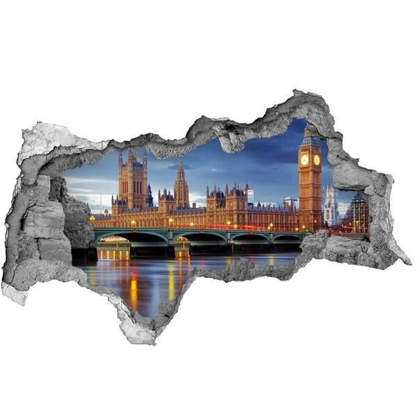 Zelfklevende 3D wandsticker illusie Uitzicht op Londen