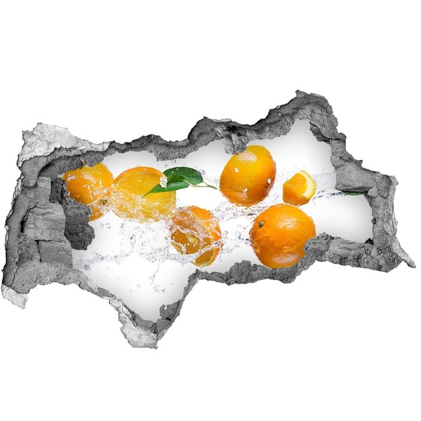 Zelfklevende 3D wandsticker illusie Citrusvruchten in een waterdans