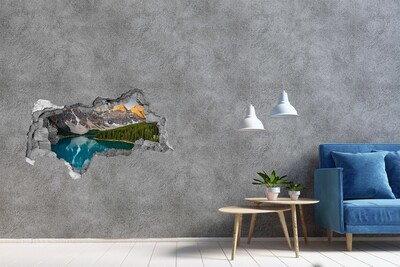 3D sticker gat in stenen muur Bergmeer in het dal