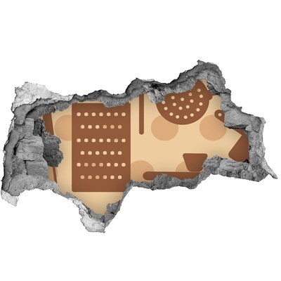 Wandsticker 3D doorkijk Interieur met een retro-thema