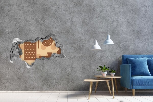 Wandsticker 3D doorkijk Interieur met een retro-thema