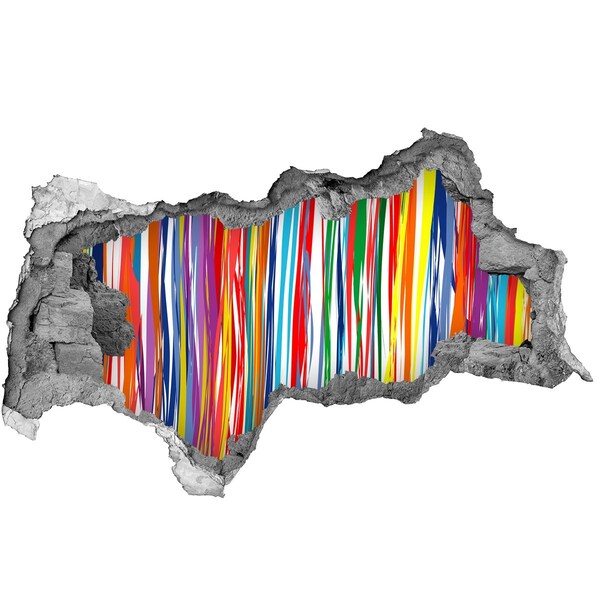 3D sticker gat in stenen muur Een kleurrijke explosie van creativiteit