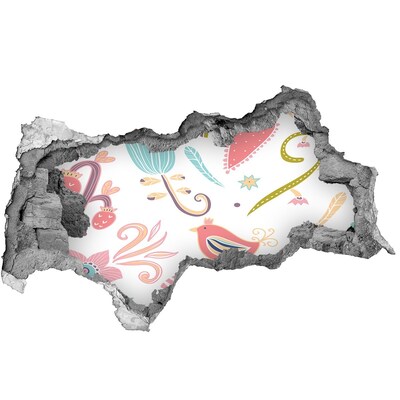 3D sticker gat in stenen muur De kleurrijke wereld achter het gat