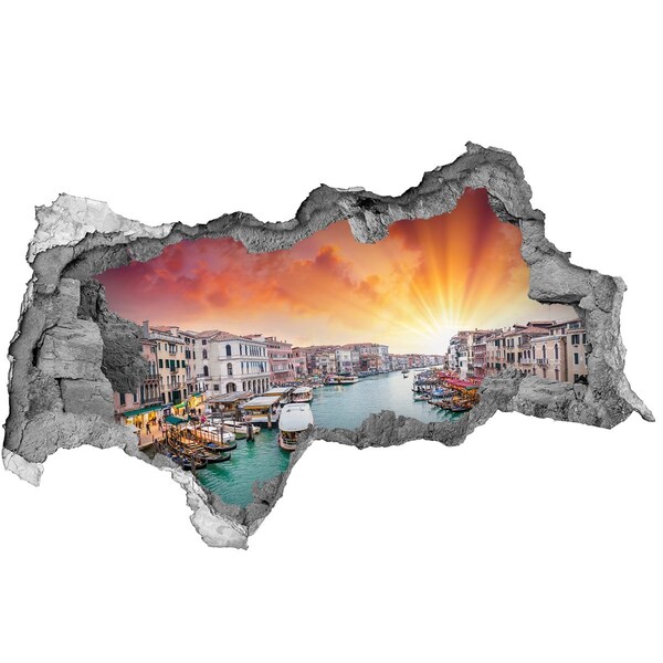 Zelfklevende 3D wandsticker illusie Venetië bij zonsopgang