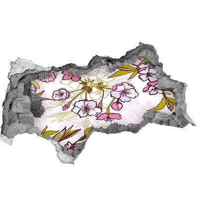 Wandsticker 3D doorkijk Een bloemenparadijs achter de muur.