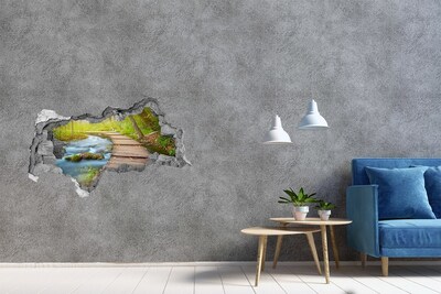 Zelfklevende 3D wandsticker illusie Bospad langs de rivier
