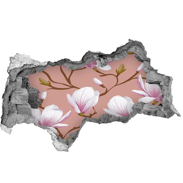 3D muursticker gescheurde muur Bloemenmotief op de muur