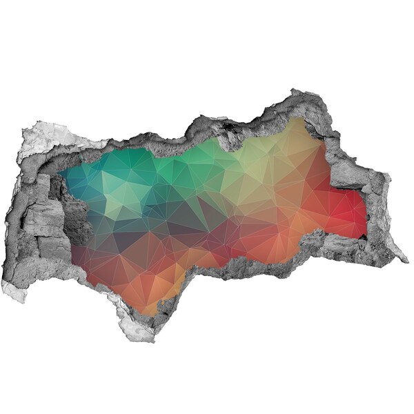 Wandsticker 3D doorkijk Kleurrijke geometrische vormen in een gat in de muur